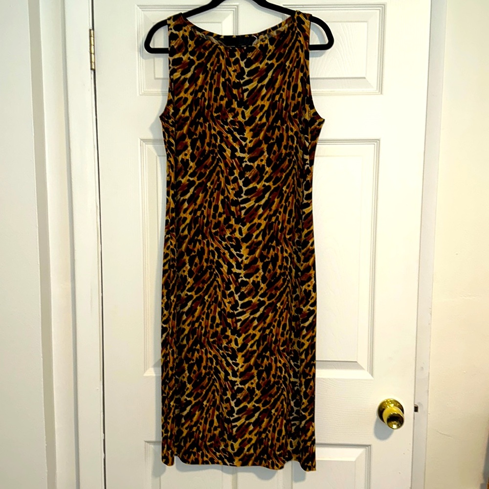 Norma Kamali Animal Print Midi Sleeveless Dress Large excellent condition!